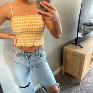 Yellow Striped Women's Crop Top